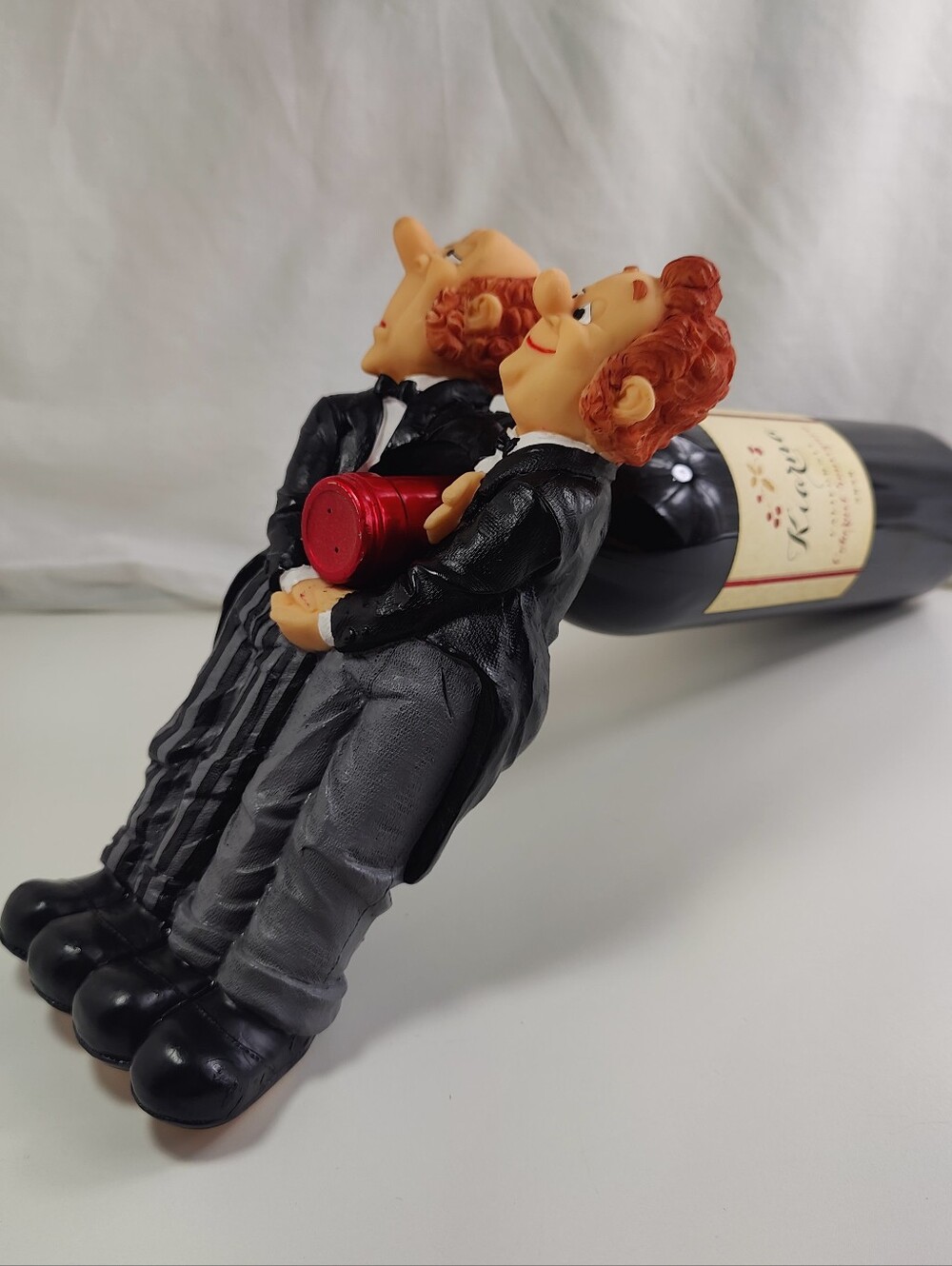Vintage Miko B. Resin Wine Bottle Holder Butler Figurine 7.5" Barware Wine